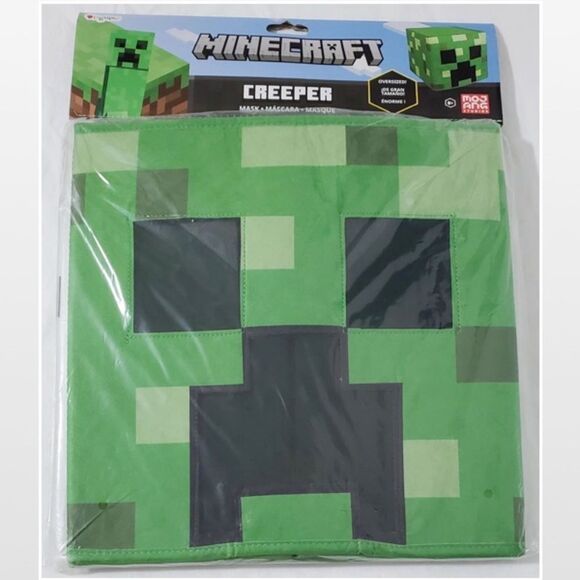 New Minecraft Halloween Costume Creeper Mojang Headpiece Green Mask NWT - Picture 2 of 15